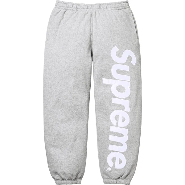 Supreme Satin Appliqué Sweatpant - Heather Grey (front)