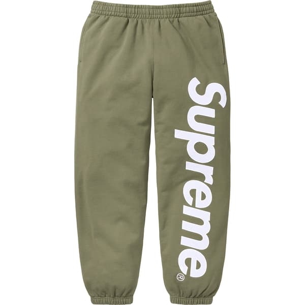 Supreme Satin Appliqué Sweatpant - Light Olive (front)