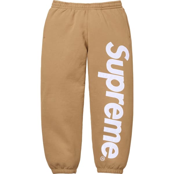 Supreme Satin Appliqué Sweatpant - Light Tan (front)