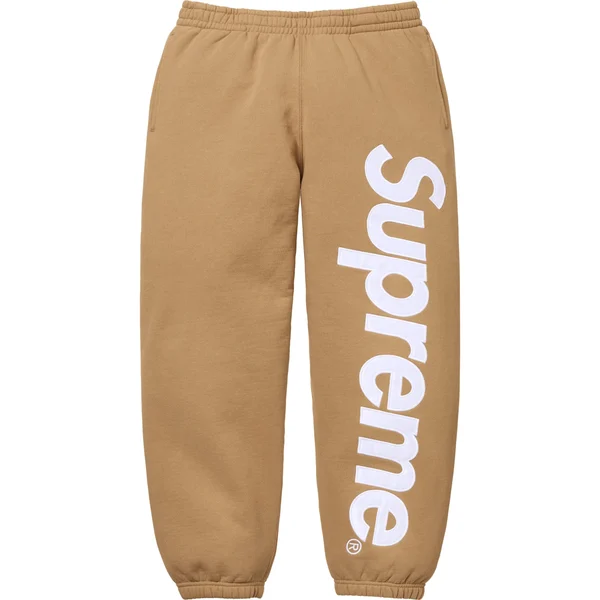 Supreme Satin Appliqué Sweatpant - Light Tan (front)