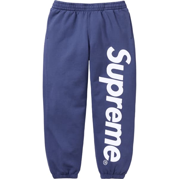 Supreme Satin Appliqué Sweatpant - Washed Navy (front)