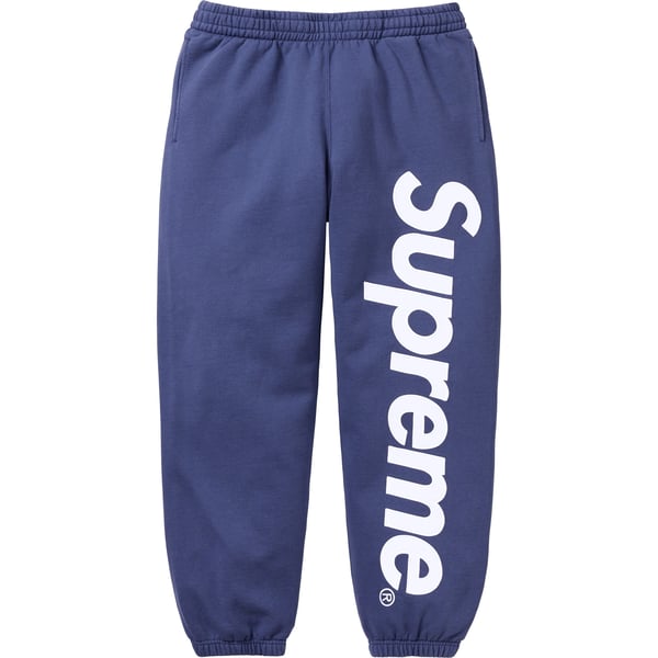 Supreme Satin Appliqué Sweatpant - Washed Navy (front)