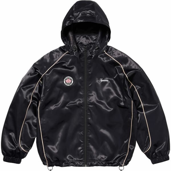 Supreme Satin Hooded Track Jacket - Black (front)