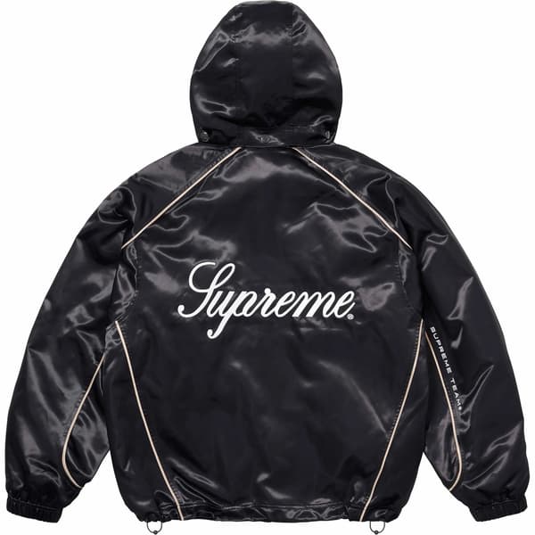 Supreme Satin Hooded Track Jacket - Black (front)