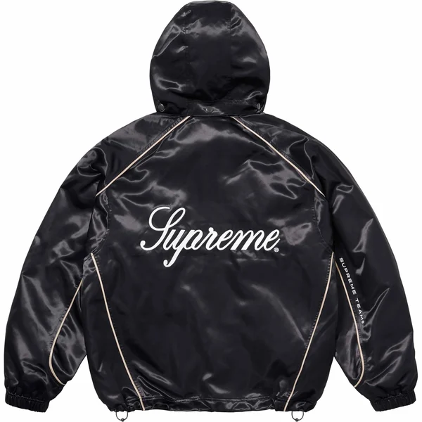 Supreme Satin Hooded Track Jacket - Black (front)