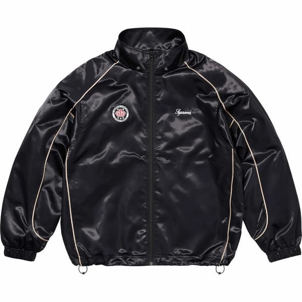 Supreme Satin Hooded Track Jacket - Black (front)