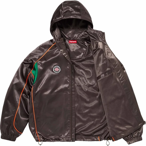 Supreme Satin Hooded Track Jacket - Brown (front)