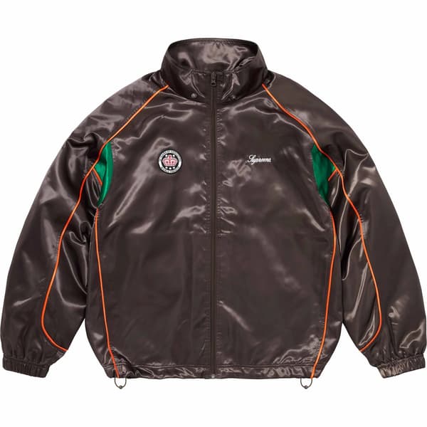 Supreme Satin Hooded Track Jacket - Brown (front)