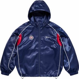 Supreme Satin Hooded Track Jacket Navy