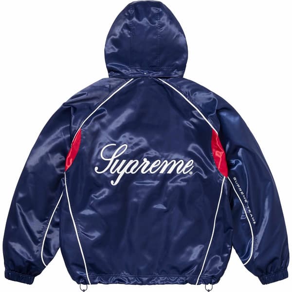 Supreme Satin Hooded Track Jacket - Navy (front)