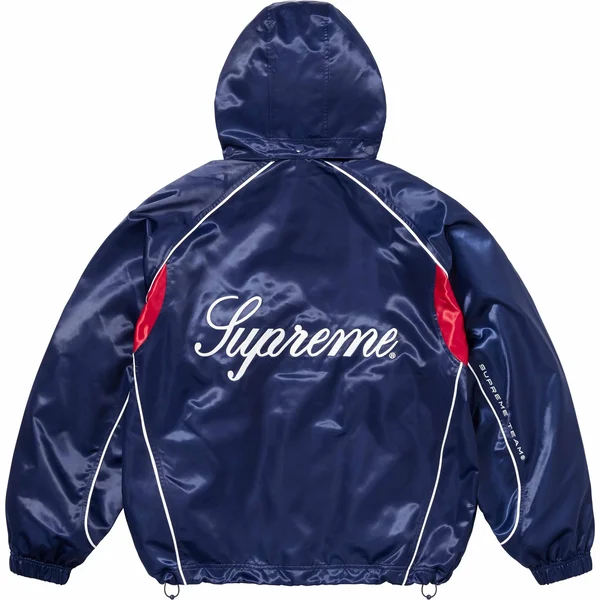 Supreme Satin Hooded Track Jacket - Navy (front)