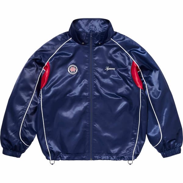Supreme Satin Hooded Track Jacket - Navy (front)
