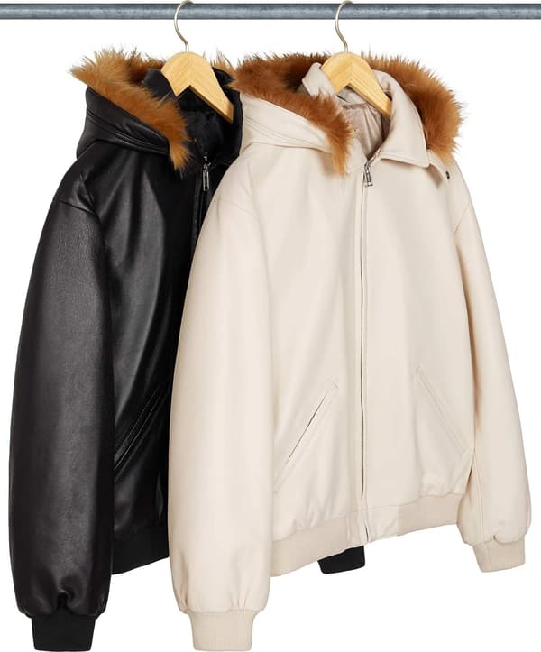 Supreme Schott Hooded Leather Bomber Jacket - Product Image