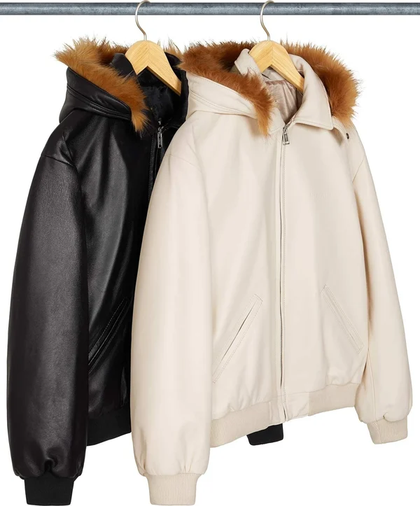 Supreme Schott Hooded Leather Bomber Jacket - Product Image