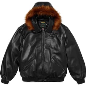 Supreme Schott Hooded Leather Bomber Jacket Black