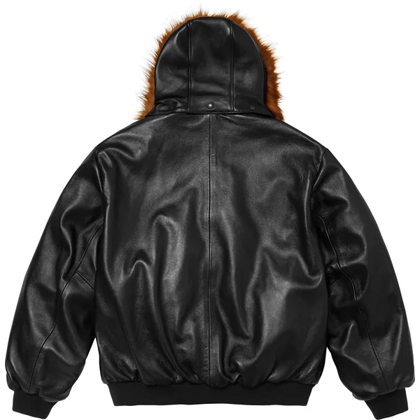Supreme Schott Hooded Leather Bomber Jacket - Black (front)