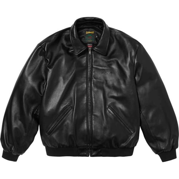 Supreme Schott Hooded Leather Bomber Jacket - Black (front)