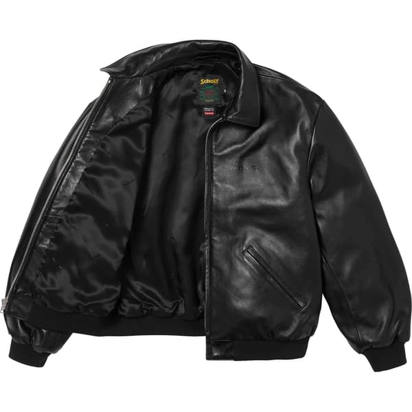 Supreme Schott Hooded Leather Bomber Jacket - Black (front)
