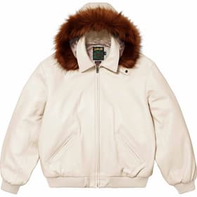 Supreme Schott Hooded Leather Bomber Jacket Stone