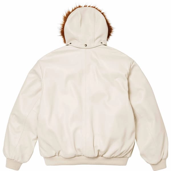 Supreme Schott Hooded Leather Bomber Jacket - Stone (front)