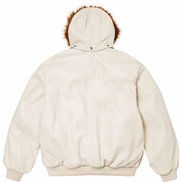 Supreme Schott Hooded Leather Bomber Jacket - Stone (front)