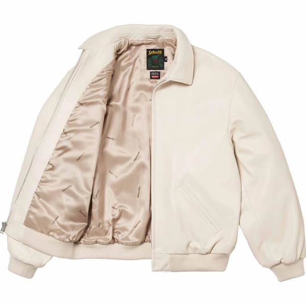 Supreme Schott Hooded Leather Bomber Jacket - Stone (front)