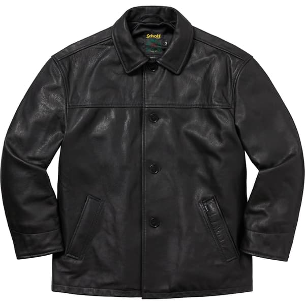 Supreme Schott Leather Car Coat - Black (front)