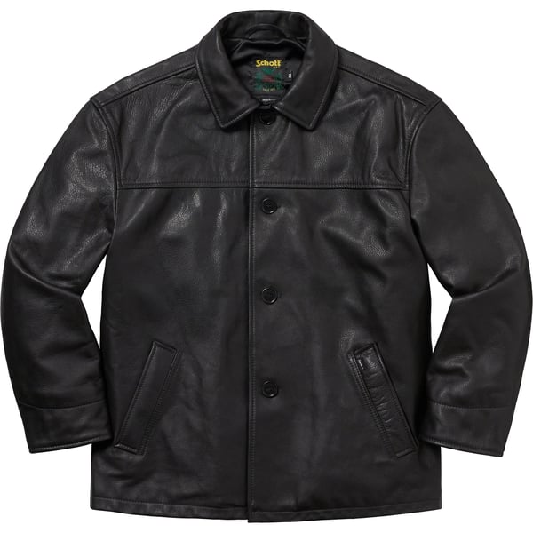 Supreme Schott Leather Car Coat - Black (front)