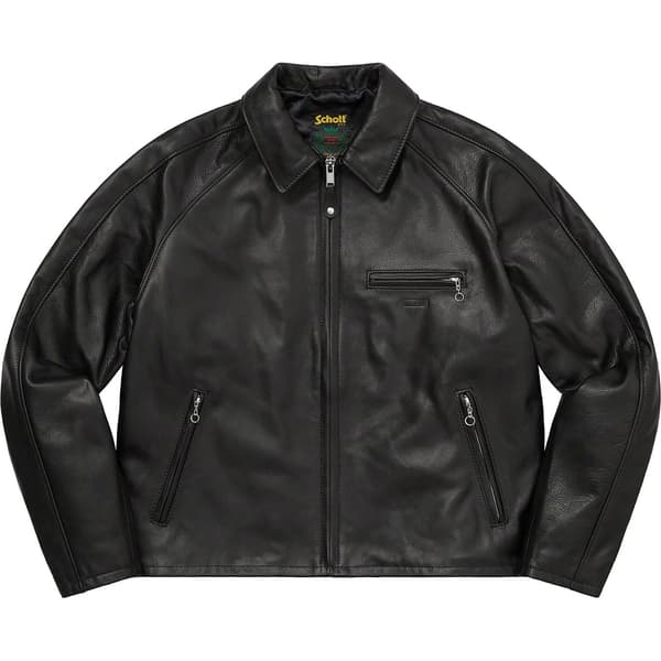 Supreme Schott Leather Racer Jacket - Black (front)