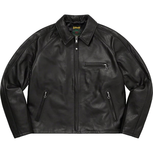 Supreme Schott Leather Racer Jacket - Black (front)