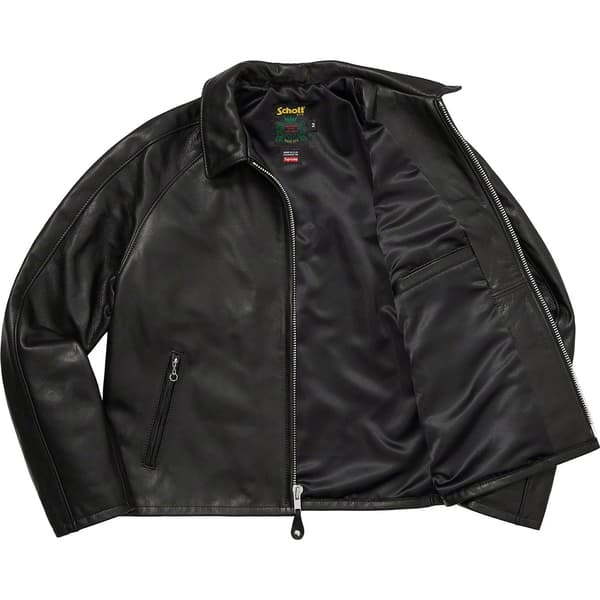 Supreme Schott Leather Racer Jacket - Black (front)