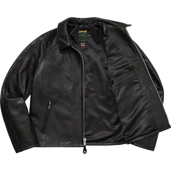 Supreme Schott Leather Racer Jacket - Black (front)