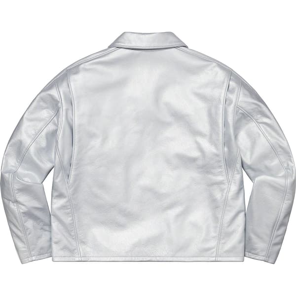 Supreme Schott Leather Racer Jacket - Silver (front)