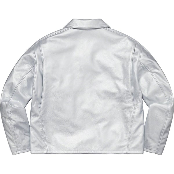 Supreme Schott Leather Racer Jacket - Silver (front)