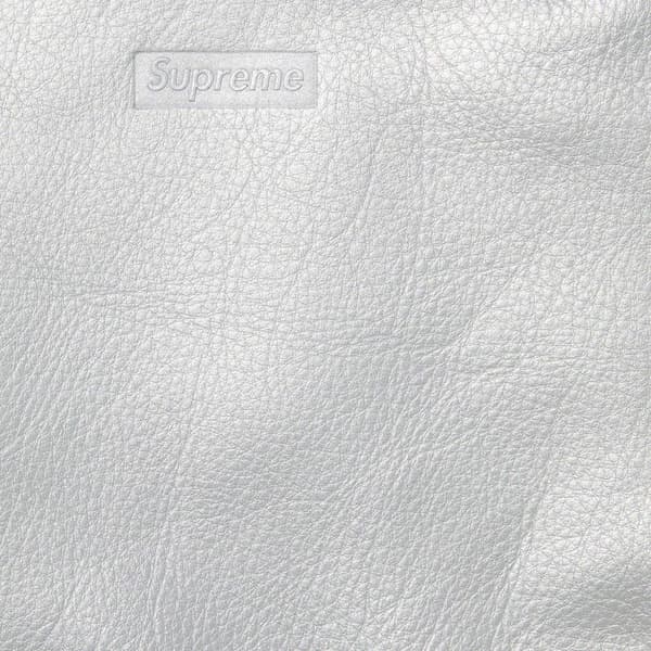 Supreme Schott Leather Racer Jacket - Silver (front)