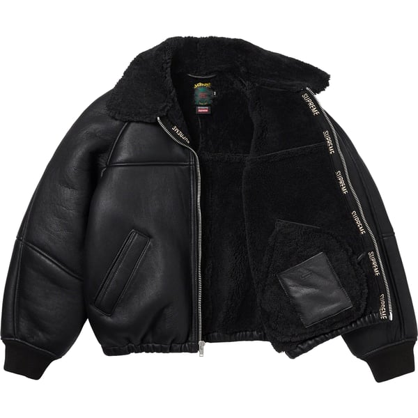 Supreme Schott Shearling Bomber Jacket - Black (front)