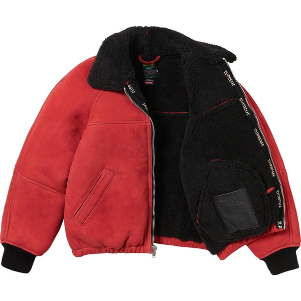 Supreme Schott Shearling Bomber Jacket - Red (front)