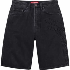 Supreme Script Baggy Denim Short Washed Black