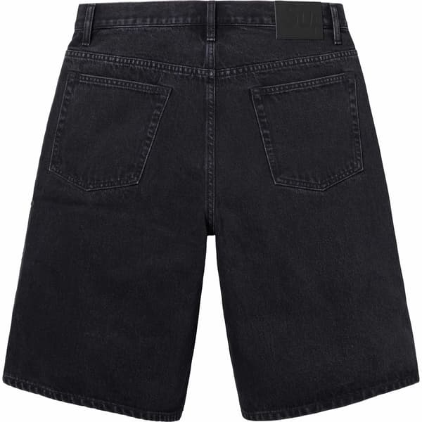 Supreme Script Baggy Denim Short - Washed Black (front)