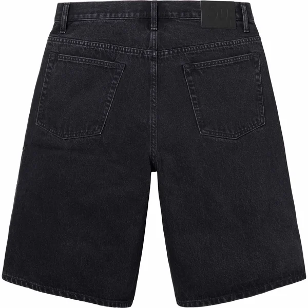 Supreme Script Baggy Denim Short - Washed Black (front)