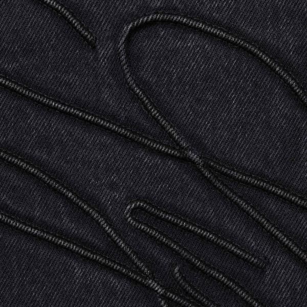 Supreme Script Baggy Denim Short - Washed Black (front)