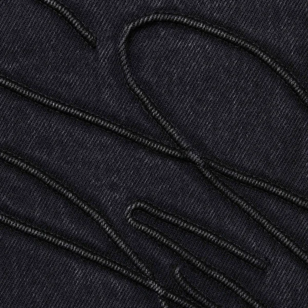 Supreme Script Baggy Denim Short - Washed Black (front)