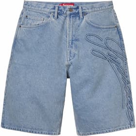 Supreme Script Baggy Denim Short Washed Indigo