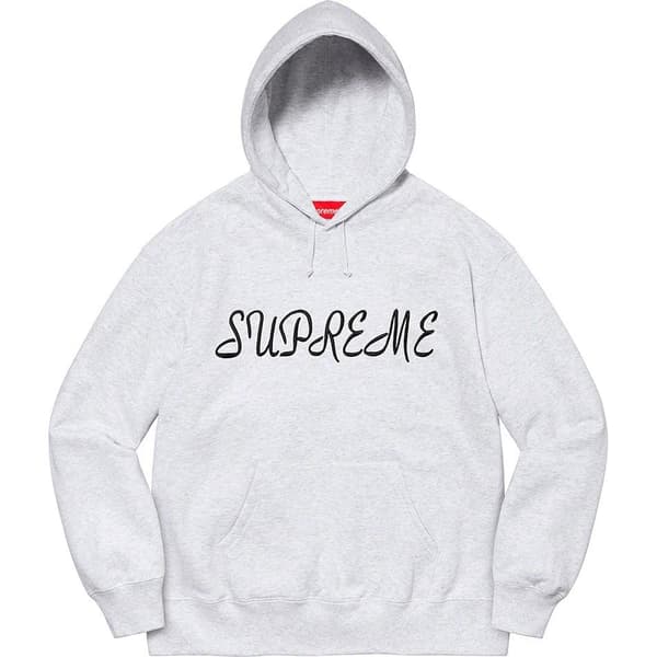 Supreme Script Hooded Sweatshirt - Ash Grey (front)