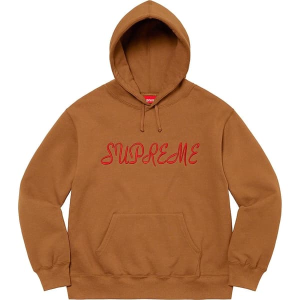 Supreme Script Hooded Sweatshirt - Light Brown (front)