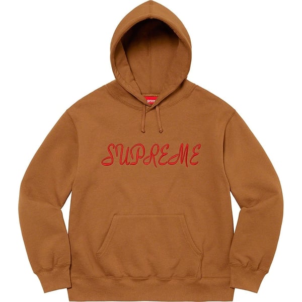 Supreme Script Hooded Sweatshirt - Light Brown (front)