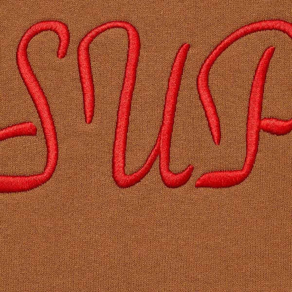 Supreme Script Hooded Sweatshirt - Light Brown (front)
