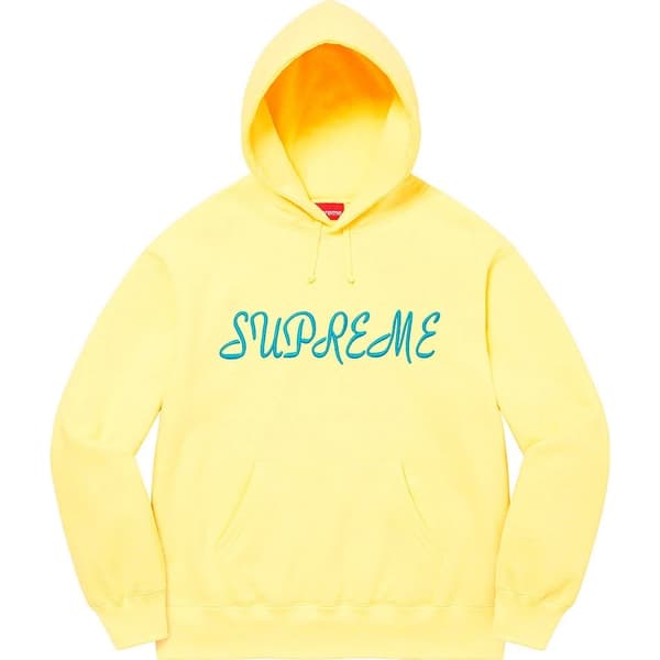 Supreme Script Hooded Sweatshirt - Light Yellow (front)