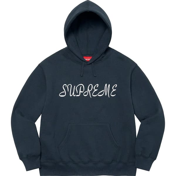 Supreme Script Hooded Sweatshirt - Navy (front)
