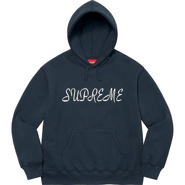 Supreme Script Hooded Sweatshirt - Navy (front)